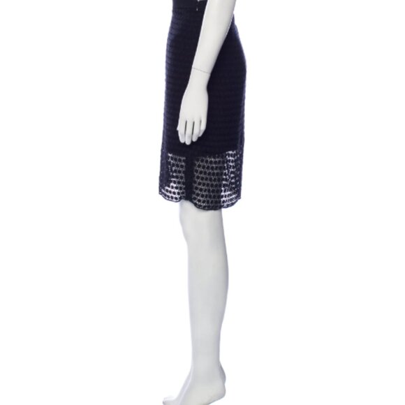 Tibi Knee-Length Skirt with Lace/Keyhole Texture in Black | Size US 2 (XS) - Picture 2 of 3